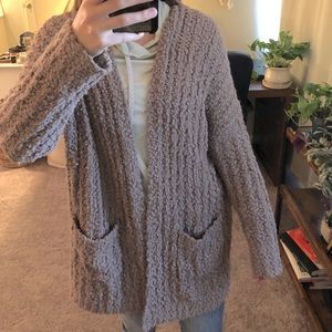 Lavender poppy cardigan. The favorite past time